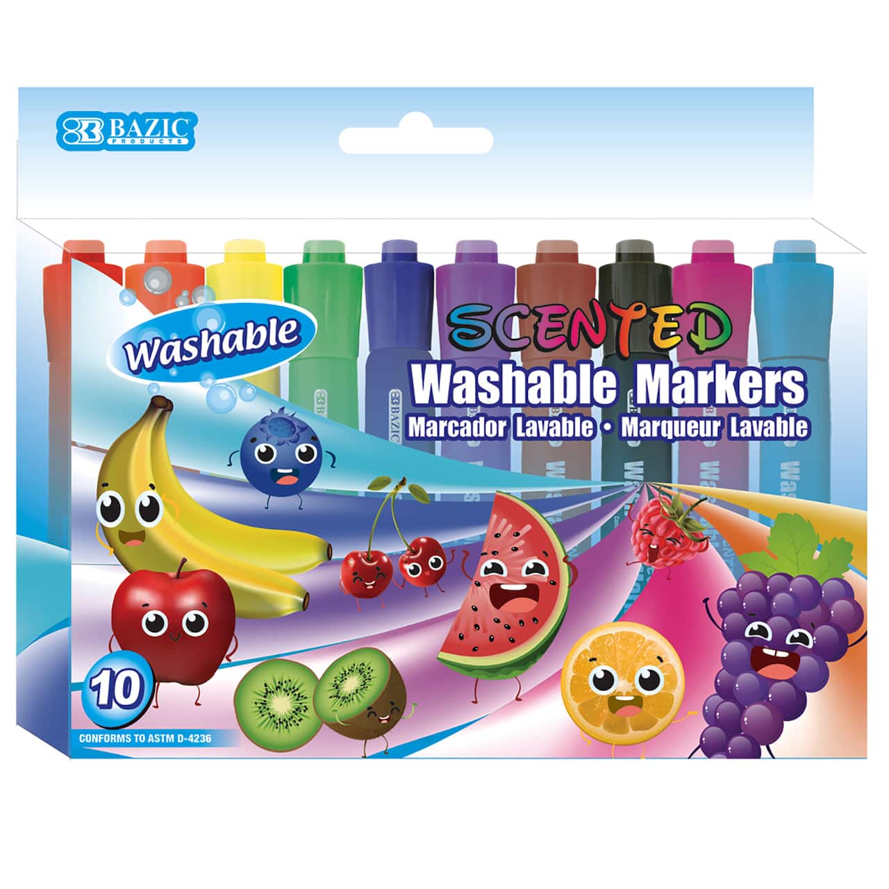 6 Packs: 6 Packs 10 ct. (360 total) BAZIC&#xAE; Scented Washable Markers